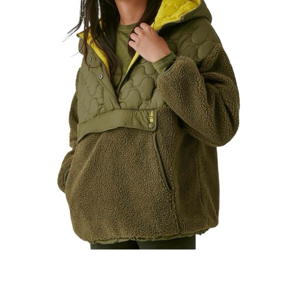 Bass Outdoor Women Contrast Hood Sherpa Soft Pullover Military Olive Size S - Picture 3 of 3
